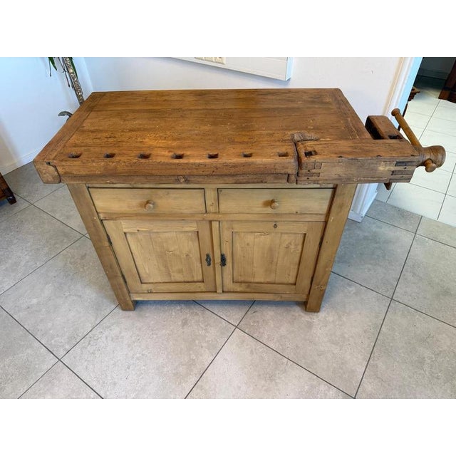 Vintage Oak and Spruce Workbench For Sale - Image 4 of 15