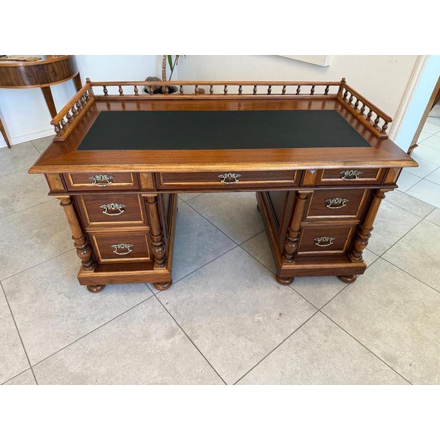 Gründerzeit Column Desk in Oak and Walnut For Sale - Image 12 of 14