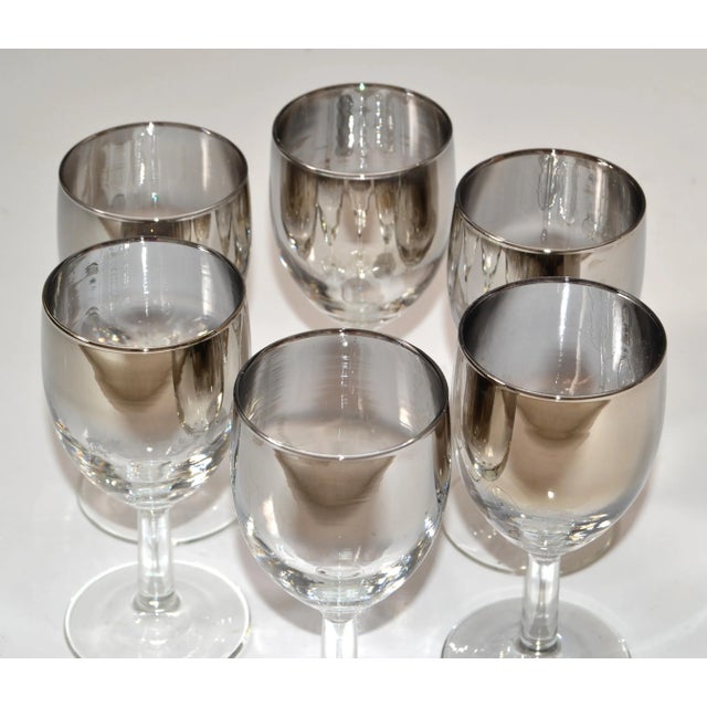 Transparent Vintage Silver Fade 1970 Dorothy Thorpe Style Ombre Metallic Color Wine Glass Stemware- Set of 6 For Sale - Image 8 of 12