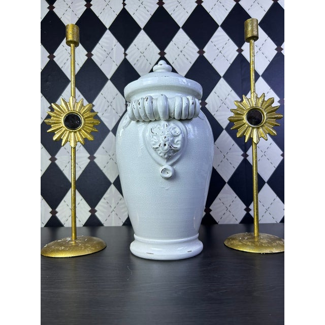 1970s 1970s Italian Torcivia E Todaro for Fortunata Crackle Glaze Lidded Urn For Sale - Image 5 of 18