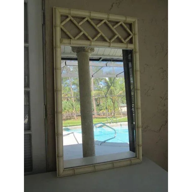 Vintage Mirror by Dixie Faux Bamboo Hollywood Regency Coastal Style For Sale - Image 12 of 13