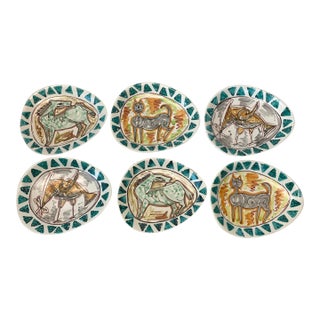 Vintage Mid-Century Italian Majolica Animal Plates - Set of 6 For Sale