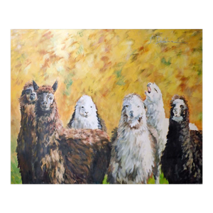 Linda Davidson Llamas Original Oil Painting Artwork on Canvas