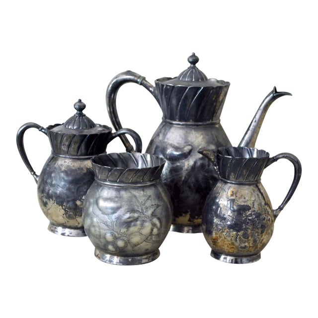 Antique Victorian Silver Plate Tea Service - Set of Four For Sale