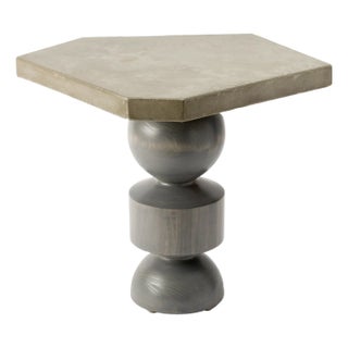 Dorothy Sculptural Concrete and Maple Side Table For Sale