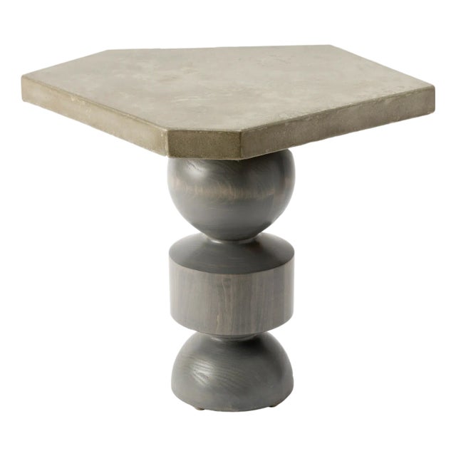 Dorothy Sculptural Concrete and Maple Side Table For Sale