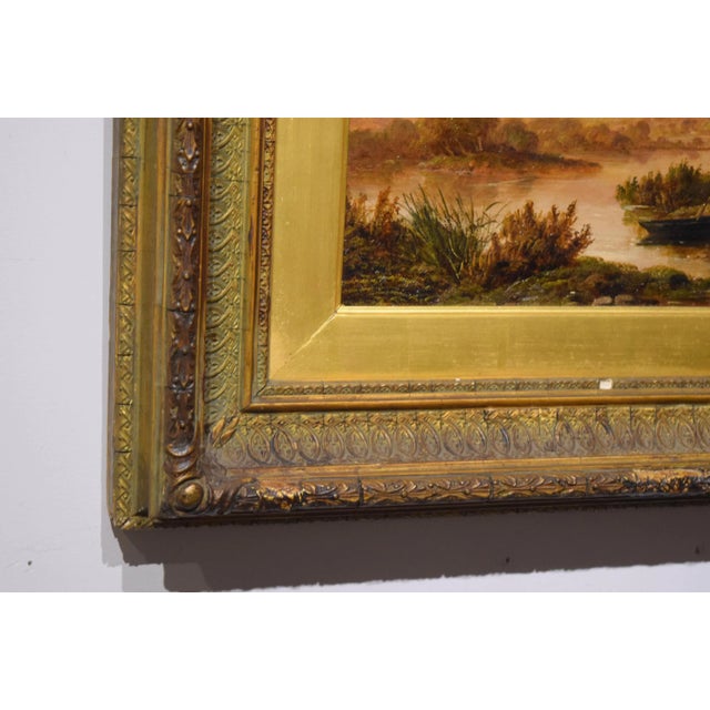 Wood 19th-Century Oil on Canvas Landscape For Sale - Image 7 of 11