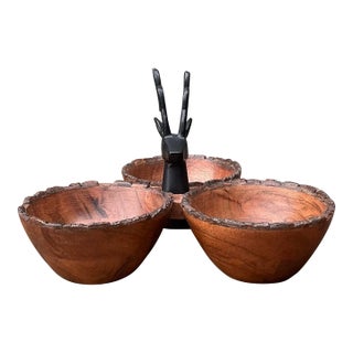Vintage Burl Wood Buck Nut Bowl For Sale