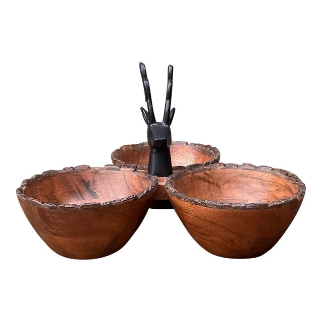 Vintage Burl Wood Buck Nut Bowl For Sale