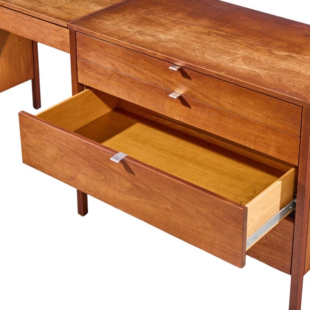 Brown Florence Knoll for Knoll Mid Century Walnut 3-Piece Vanity Set For Sale - Image 8 of 15