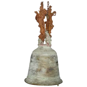19th Century Vintage Monumental Thai Bronze and Iron Temple Bell