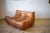 Ligne Roset Pine Leather Togo Corner Chair with Two- and Three-Seat Sofas by Michel Ducaroy for Ligne Roset, Set of 3 For Sale - Image 4 of 9