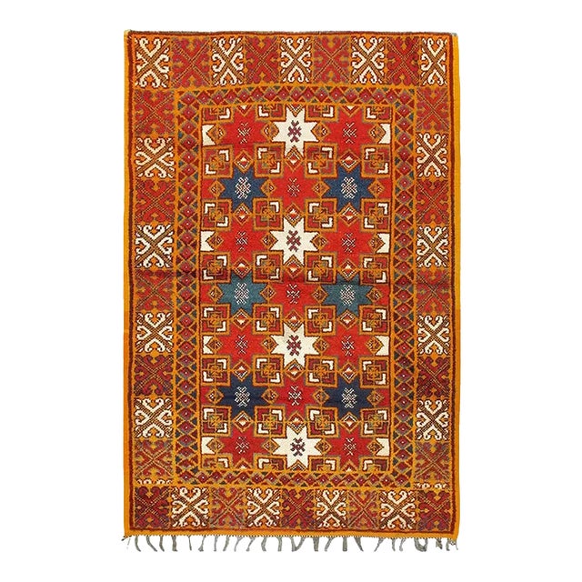 Vintage Moroccan Area Rug 4ft 1in X 6ft 6in For Sale