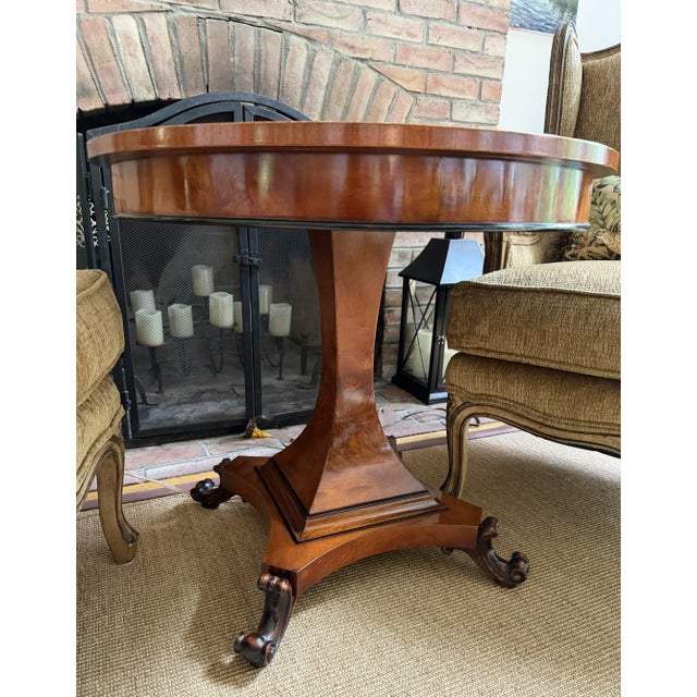 Brown Rho Mobili D’Epoca Italian Burlwood & Marquetry Game Table With Custom Glass Top For Sale - Image 8 of 17
