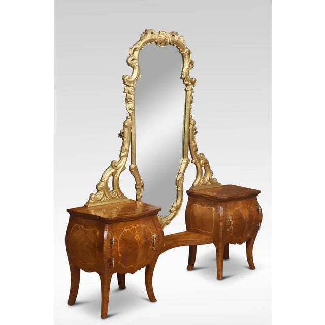 Italian Giltwood and Figured Walnut Dressing Mirror, 1890s For Sale - Image 5 of 10