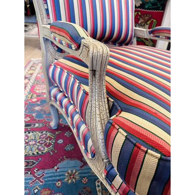 Drexel Heritage Mid 20th Century Drexel Heritage Louis XV Upholstered Bergere Chair For Sale - Image 4 of 11