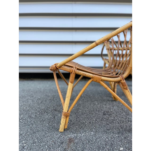Vintage Rattan Basket Garden Chairs, France 1960s, Set of 4 For Sale - Image 6 of 13