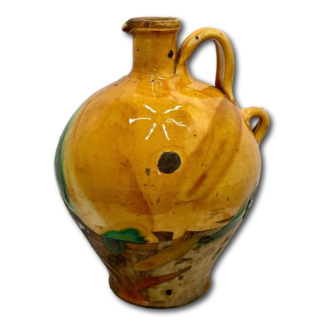 Outstanding Very Large Size Antique Country French Pottery Water Jug With Stunning Glaze - Approx 18 Inches Tall For Sale - Image 9 of 18