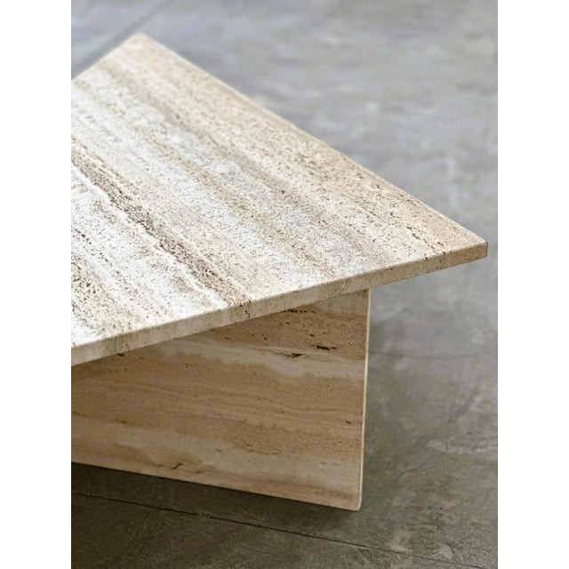 Stone Large Italian Brutalist Geometric Travertine Coffee Tables from Up & Up, Set of 2 For Sale - Image 7 of 16