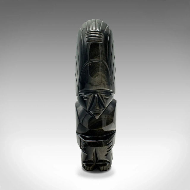 This is a small vintage Aztec idol figure. A South American, obsidian Mayan sculpture, dating to the mid 20th century,...