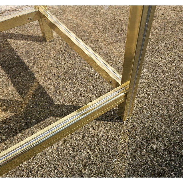 Vintage French Golden Glass and Brass Side Table, 1970s For Sale - Image 10 of 14