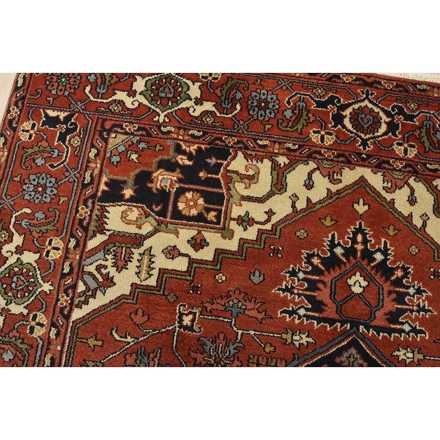 Textile Heriz Rug 8′ X 10′ Rust Wool Tribal Hand-Knotted Oriental Carpet For Sale - Image 7 of 15