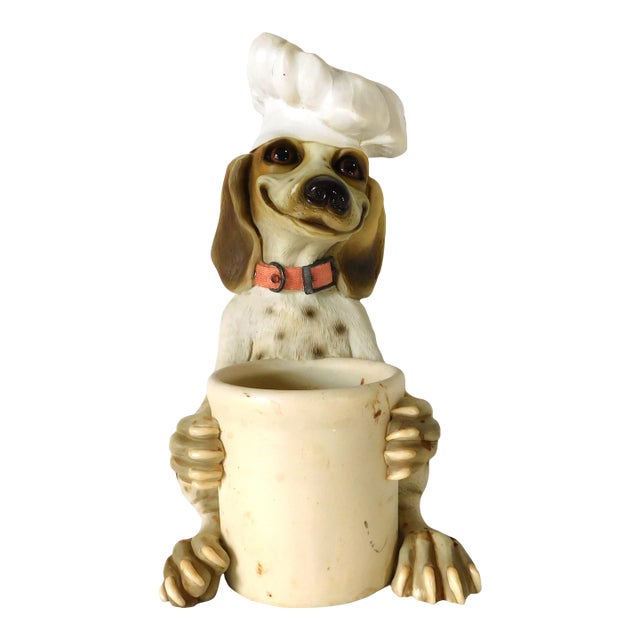 Vintage Limited Edition Whimsical Chef Beagle Dog Kitchen Utensil Holder For Sale