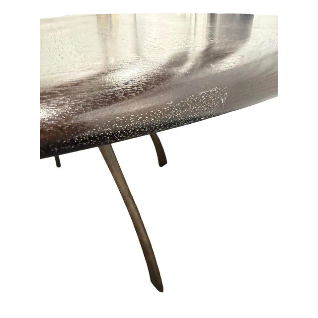 Oxblood Red Custom Sculptural Solid Wood Round Dining Table | Manifesto Design Group For Sale - Image 8 of 11
