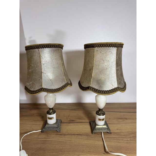 Lamps with Alabaster Bases, Set of 2 For Sale - Image 5 of 5