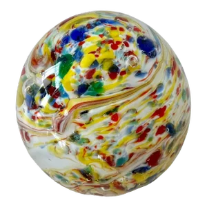 Art Glass Paperweight of Clear Glass and a Confetti Concentrated Center