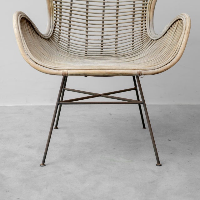Vintage Rattan and Metal Armchair, 1960s For Sale - Image 9 of 13