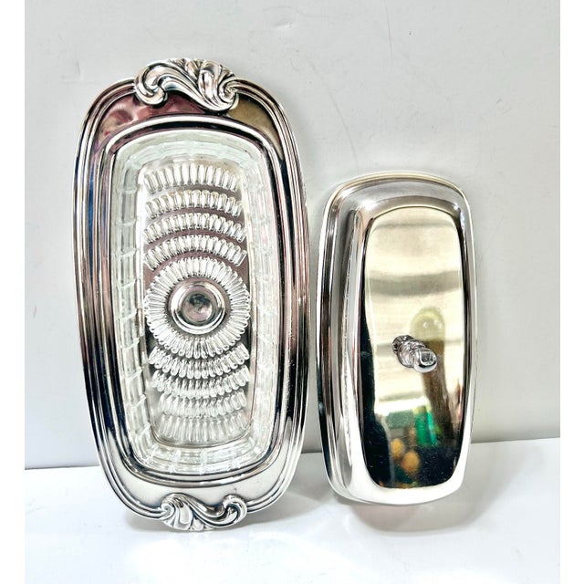 Silver Vintage Silverplate Covered Butter Dish With Glass Insert For Sale - Image 8 of 11