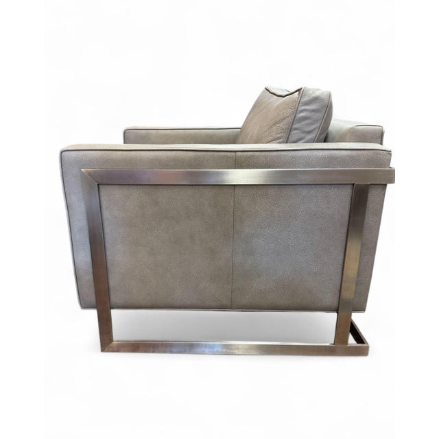 2020s Ethan Allen Harley Modernist Leather Club Chair For Sale - Image 5 of 12