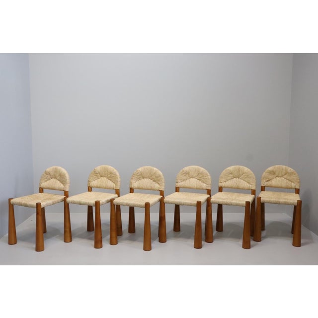 Alessandro Becchi "Toscanolla" for Giovannetti, 1970, set of six. 12 available upon request. This rare "Toscanolla" dining...