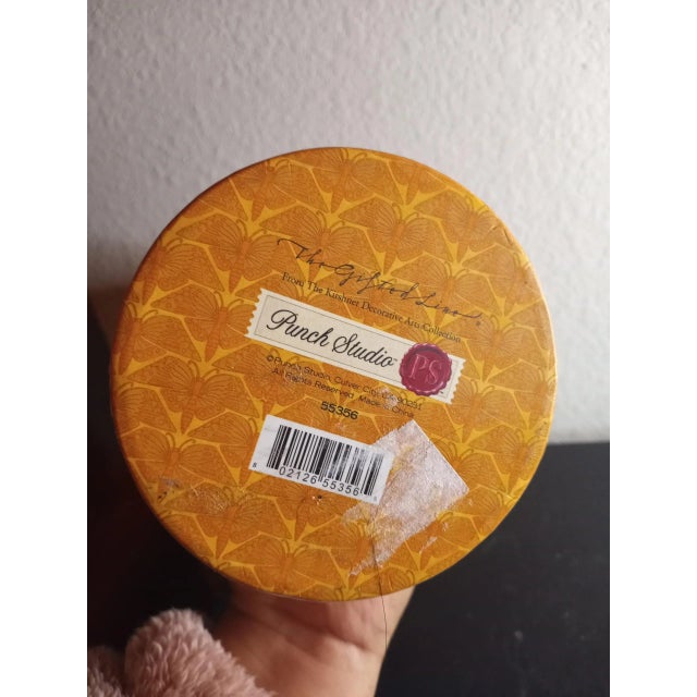 1990s 1990s Punch Studio Handpainted Gold Asian Motif Storage Tube For Sale - Image 5 of 9