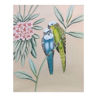Sample for Hand Painted Artworks Chinoiserie Wallpaper 12" X 16" For Sale