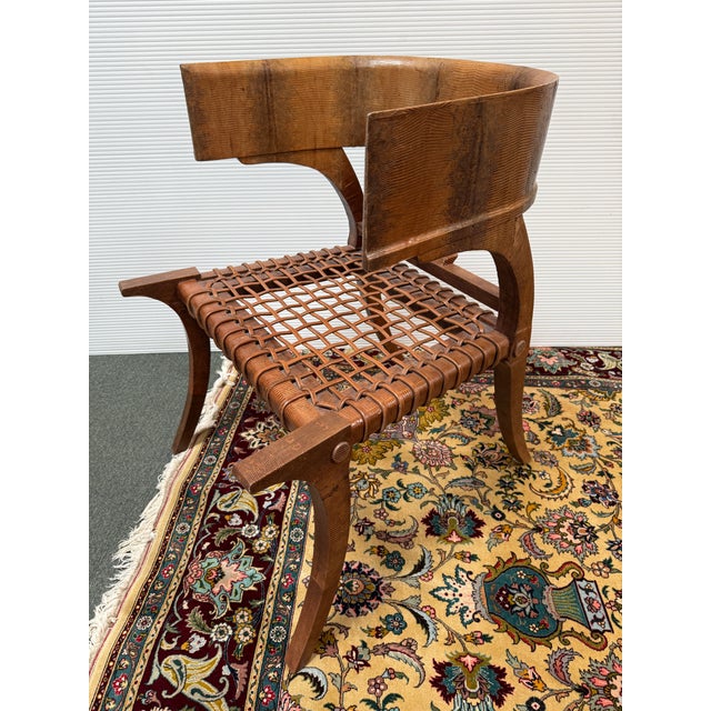 Late 20th Century Lizard Wrapped Klismos Dining Chairs, Pair For Sale - Image 5 of 12