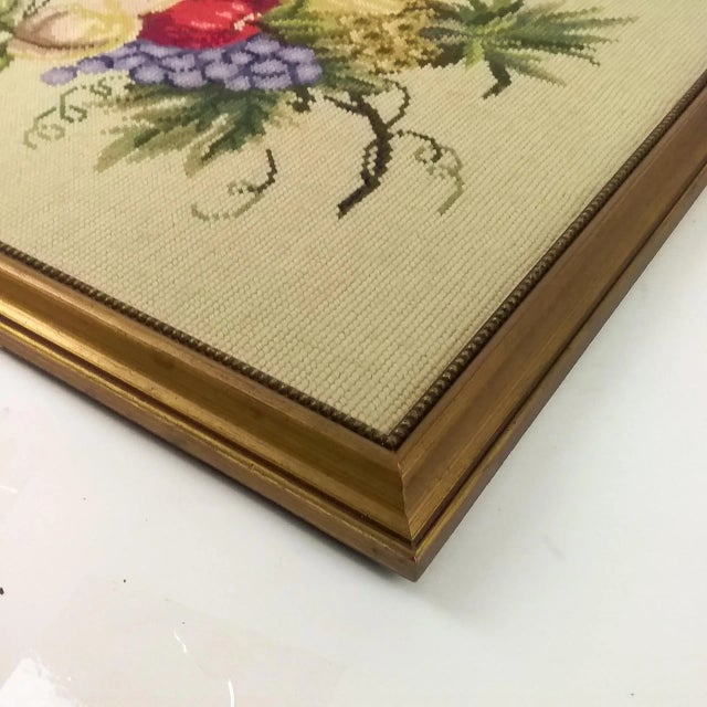 Shabby Chic Vintage Hand Created Needlepoint Artwork For Sale - Image 3 of 10