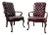 1980s Pair of Southwood Queen Anne Style Shepherd’s Crook Arm Chair (Burgundy Tufted Leather) For Sale