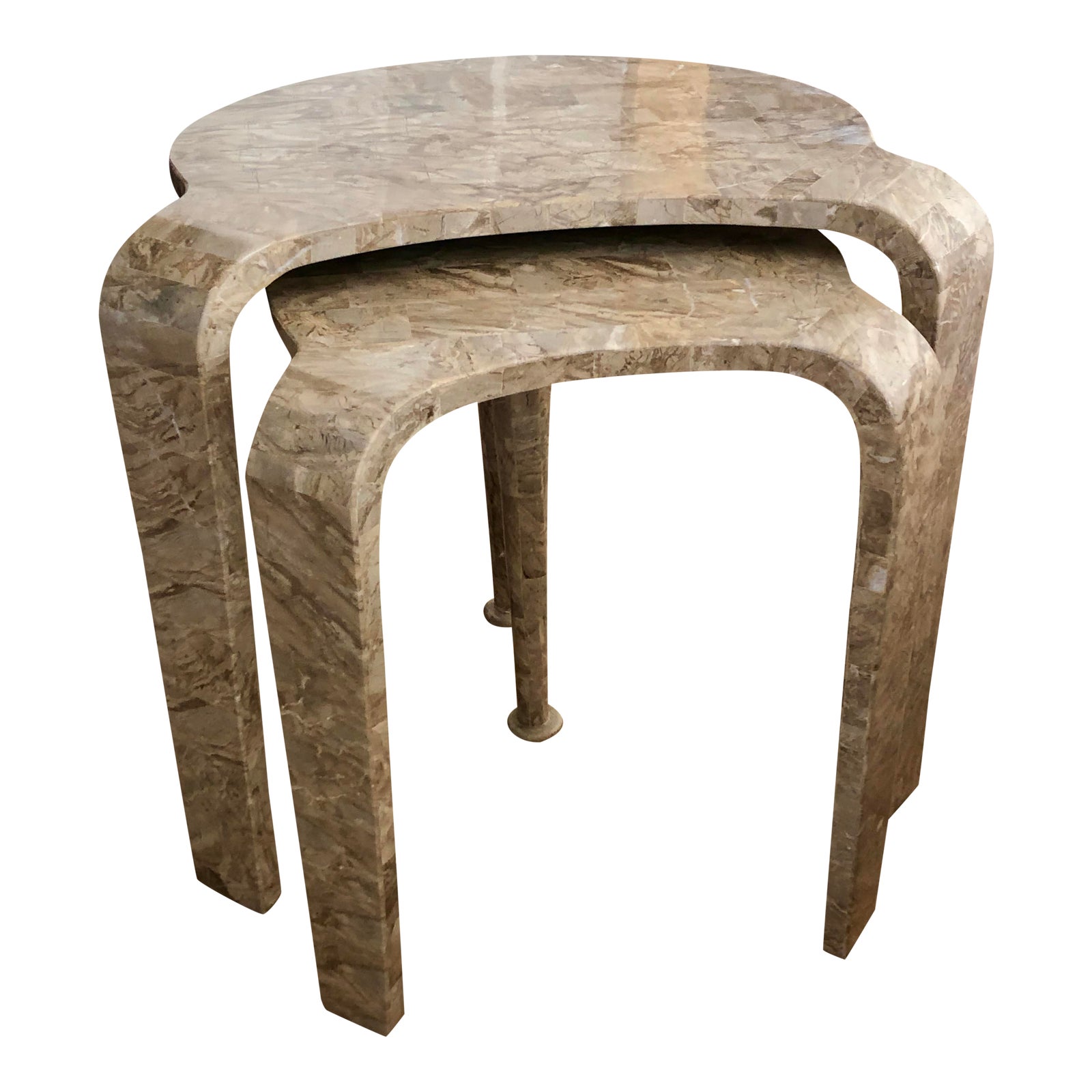 Tessellated Fossil Stone Nesting Tables Set of 2 Chairish