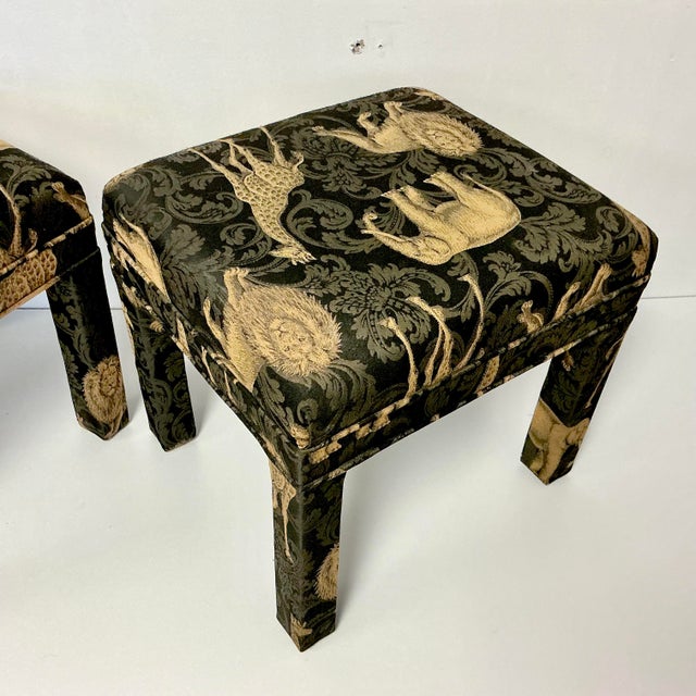 Mid-Century Safari Post Modern Dorothy Draper Style Parson Benches - A Pair For Sale - Image 10 of 13
