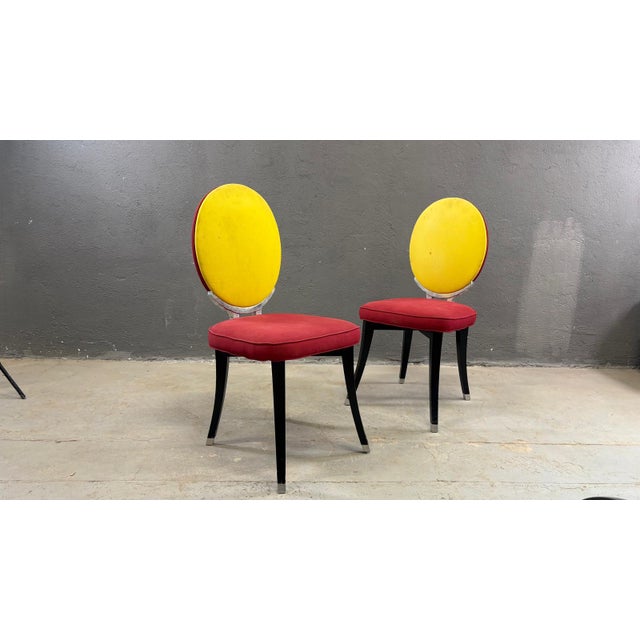This striking pair of Funny Valentine medallion chairs by Jean-Charles de Castelbajac blends the timeless elegance of...