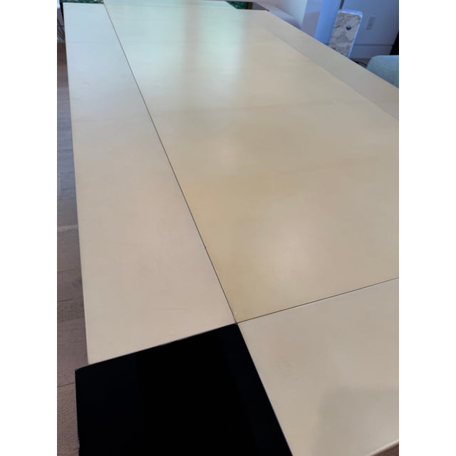 Ivory Armani Casa Goatskin Parchment and Black Lacquer Dining Table For Sale - Image 8 of 11