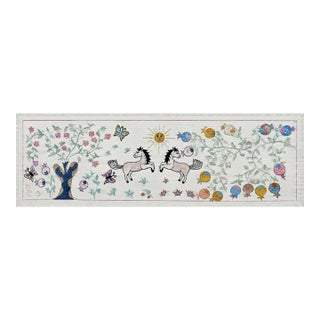 Winged Horse Suzani Wall Hanging, Gold Vines For Sale