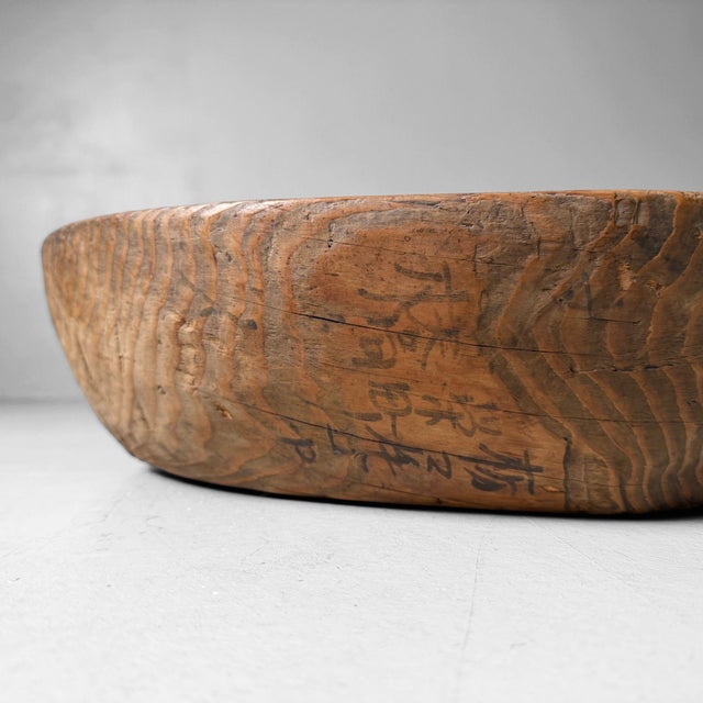 Vintage Japanese Wooden Dough Bowl, 1920s For Sale - Image 9 of 15