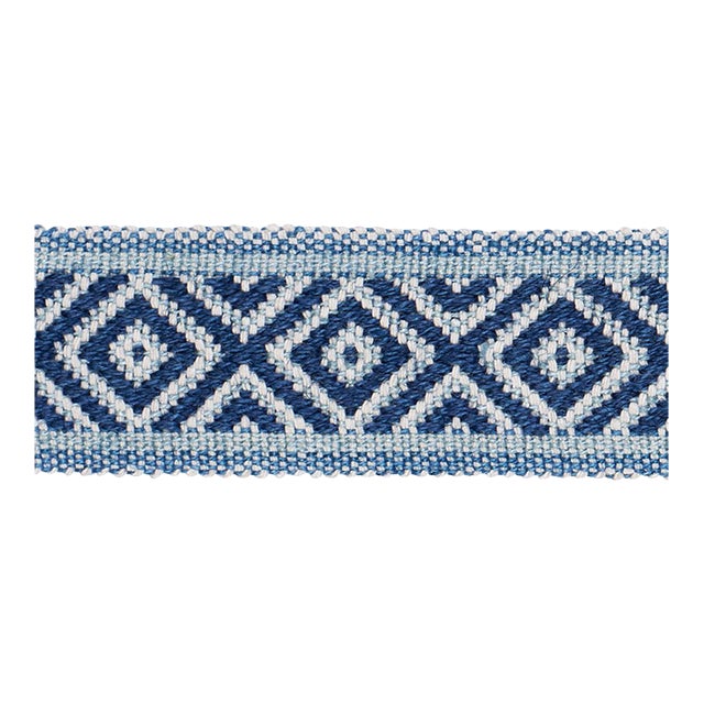 Sample - Schumacher Larson Handwoven Tape Trim In Indigo For Sale