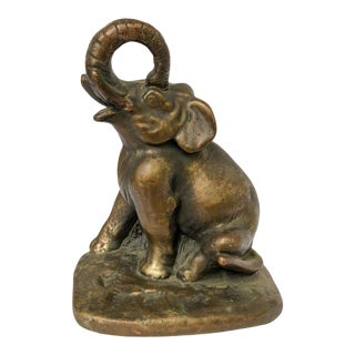 1920s Bronze Elephant Scuplture Bookend Door Stop For Sale