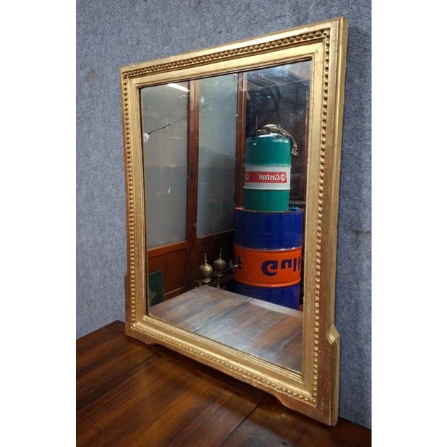 Wood Antique 19th Century Mirror with Beaded Frieze in Gilded Wood For Sale - Image 7 of 9