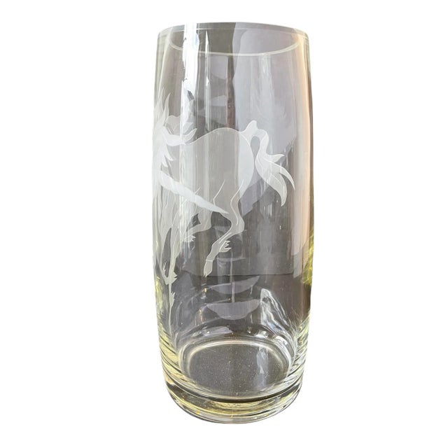 Perry Coyle Large Decorative Art Glass Unicorn Vase Signed Perry Coyle For Sale - Image 4 of 13