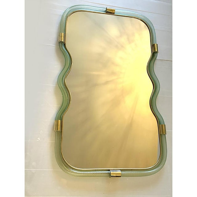 Contemporary Wave Mirror in Green and Gold Torchon by Simoeng For Sale - Image 3 of 11